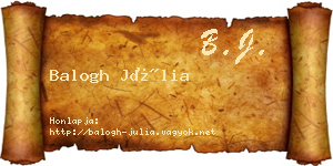 Balogh Júlia névjegykártya