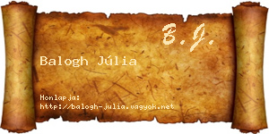 Balogh Júlia névjegykártya